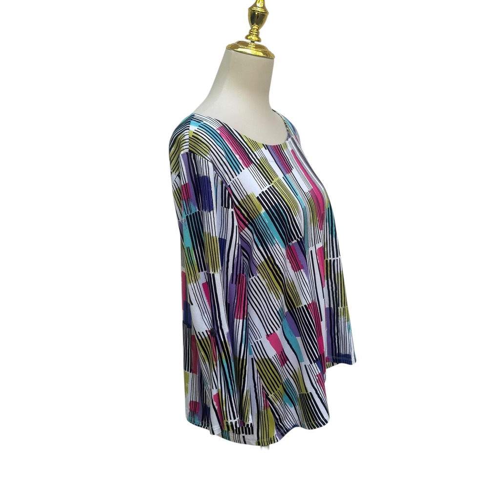 Habitat Swing Tee Size L Multi-Color Abstract Geometric 3/4 Sleeve NWT Artistic - Picture 5 of 10